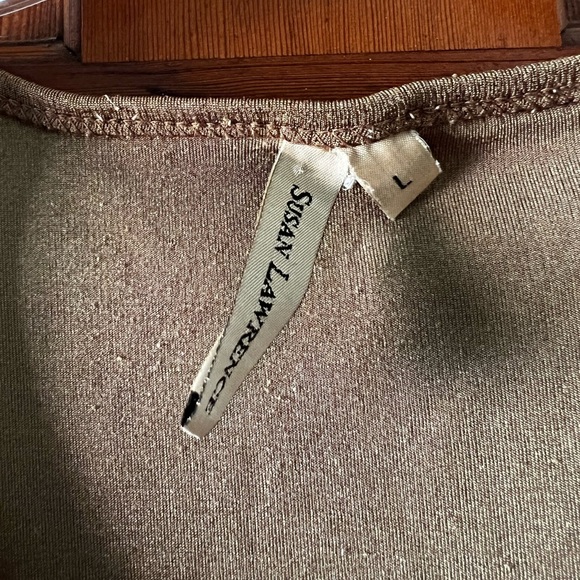 Susan Lawrence Sleeveless Top Women’s Large Brown Ruched V-Neck Stretchy Tank - Picture 4 of 5